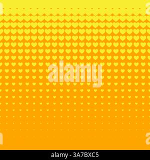 yellow hearts pattern orange background Stock Vector