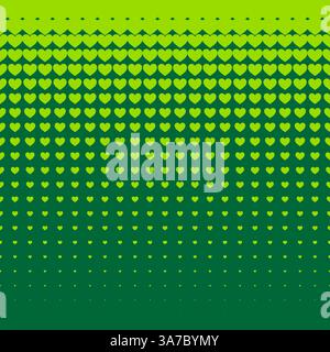 hearts pattern green background Stock Vector