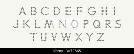 A set of alphabets. Design elements with dotted line effect. 3D illustration for brochure, poster, presentation, flyer or banner. Stock Vector