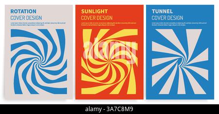Pattern with optical illusion. Abstract striped background. Cover design template. 3D vector illustration for brochure, annual report, magazine, poste Stock Vector