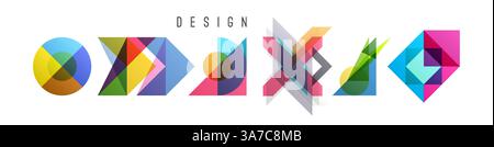 Abstract geometric design. Vector illustration made of various overlapping elements. Applicable for banners, placards, posters, flyers. Stock Vector
