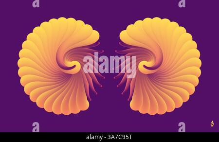 Nautilus shell. Abstract design element. Spiral, rotation and swirling movement. Cover design template. 3D illustration for brochure, poster, presenta Stock Vector