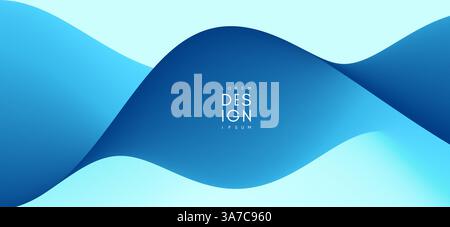 Blue abstract ocean seascape. Sea surface. Realistic landscape with waves. Nature background. Cover design template. 3d vector illustration for banner Stock Vector