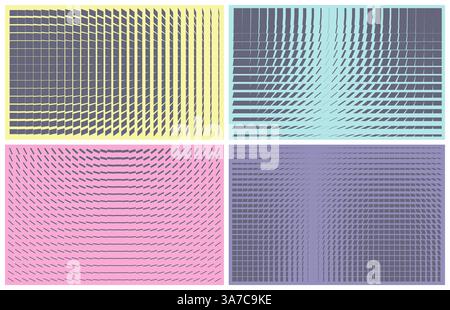 Image of many rectangular flat shapes with transition effect. Dynamic gradient pattern. Space distortion and glitch effect. Vector for presentation, b Stock Vector