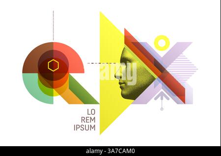 Machine learning. Futuristic artificial intelligence concept. Art composition with geometric shapes and forms. Cover design template for presentation, Stock Vector
