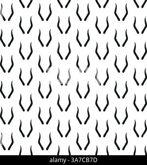 Vector seamless pattern of hand drawn antelope horns silhouette isolated on white background Stock Vector
