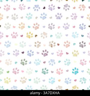 Colorful pastel paw prints seamless pattern Stock Vector