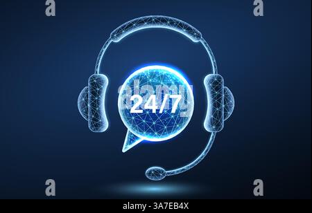Customer service. Support call, live advice, phone bot, chat headphone Stock Vector