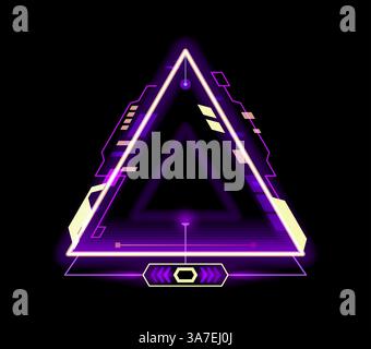 Violet Computer Interface Computer game futuristic neon HUD design frame. Mobile arcade ...