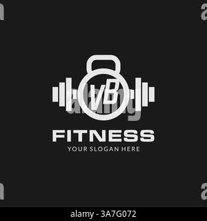 Initial VB fitness logo with creative kettlebell icon design style vector graphic Stock Vector