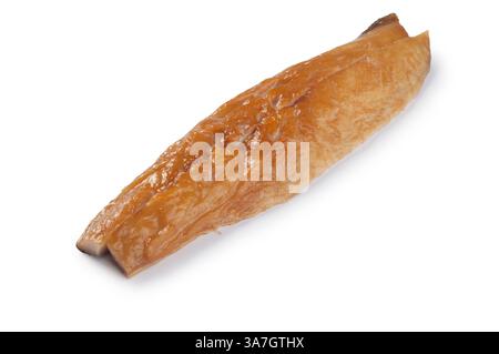 Studio shot of a smoked mackerel fillet cut out against a white background Stock Photo