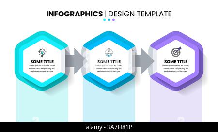 Infographic template with icons and 3 options or steps. Hexagons. Can be used for workflow layout, diagram, banner, webdesign. Vector illustration Stock Vector