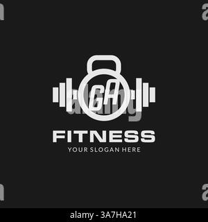 Initial GA fitness logo with creative kettlebell icon design style vector graphic Stock Vector