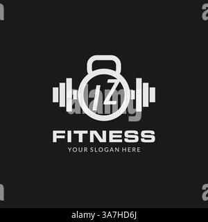 Initial IZ fitness logo with creative kettlebell icon design style vector graphic Stock Vector