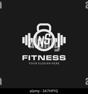 Initial NS fitness logo with creative kettlebell icon design style vector graphic Stock Vector
