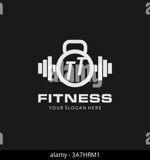 Initial TT fitness logo with creative kettlebell icon design style vector graphic Stock Vector