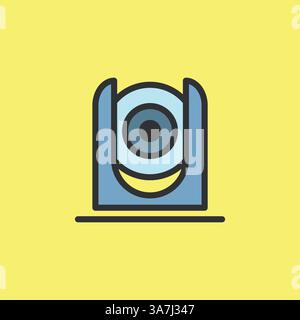 Video baby monitor icon, video surveillance made flat color style, sign linear camera for use logo and other design Stock Vector