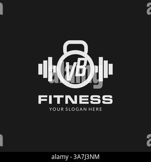Initial VB fitness logo with creative kettlebell icon design style vector graphic Stock Vector