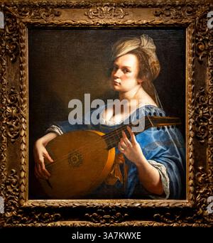 Self portrait by Artemisia Gentileschi as a lute player. An Italian ...