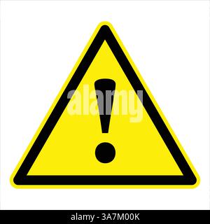 Yellow triangular warning sign with black exclamation mark signaling potential danger Stock Vector