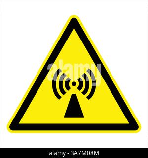 Yellow and black triangular warning sign indicating the presence of non-ionizing electromagnetic radiation Stock Vector
