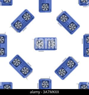 Seamless pattern of powerful graphic cards with two cooling fans enhancing performance Stock Vector