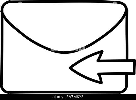 Reply email icon. Hand drawn vector illustration. Editable line stroke. Stock Vector