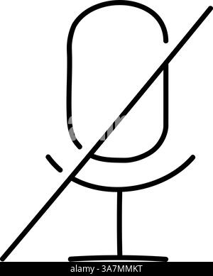 Microphone disabled icon. Hand drawn vector illustration. Editable line stroke. Stock Vector