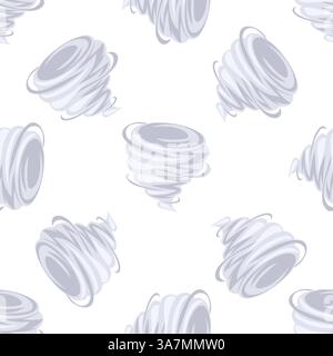 Seamless pattern of swirling tornadoes causing destruction and havoc Stock Vector