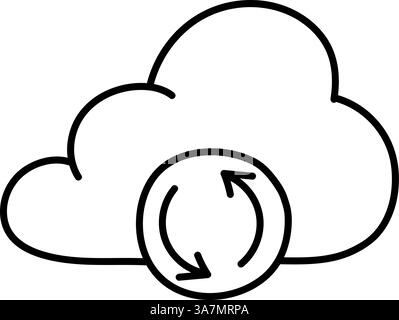 Cloud syncing icon. Hand drawn vector illustration. Editable line stroke. Stock Vector