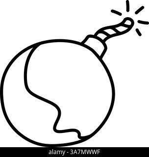 Explosive bomb icon. Hand drawn vector illustration. Editable line stroke. Stock Vector