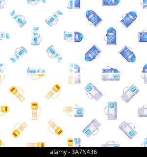 Electric vehicle charging stations seamless pattern promoting sustainable transportation and eco friendly energy solutions Stock Vector