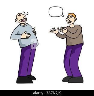 hand drawn illustration of two man talking Stock Vector