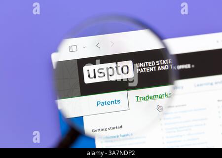 Ostersund, Sweden - Mars 14, 2025: The United States Patent and Trademark Office USPTO website. Stock Photo