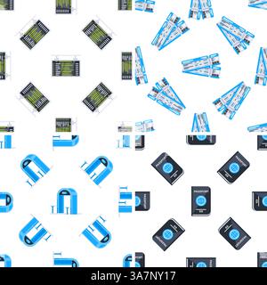 Airport seamless pattern with passport, tickets, timetable and automatic gate showing travel concept Stock Vector