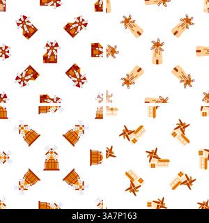 Seamless pattern with traditional windmills generating renewable energy Stock Vector