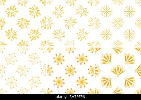 Seamless patterns with golden fireworks exploding in the night sky Stock Vector