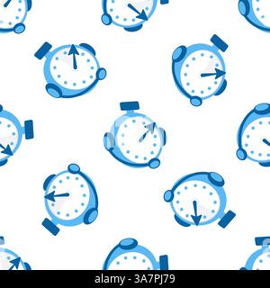Blue Stopwatch Pattern Symbolizing Time Management and Deadline Stock Vector