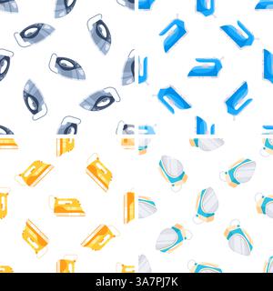 Colorful Electric Irons Seamless Pattern on White Background for Laundry Service or Tailor Shop Stock Vector