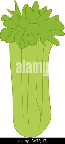 Celery Vegetable Flat Sticker Design. Vector vegetable Banner, poster, wrapping paper, sticker, print, modern textile design.  Eat green Stock Vector