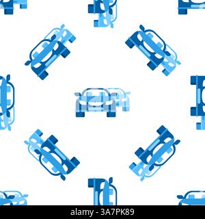 Blue Cars Following Each Other in Traffic Seamless Pattern Stock Vector
