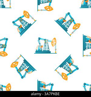 Oil pump repeating pattern representing the extraction of petroleum Stock Vector