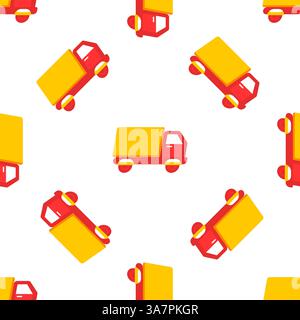 Seamless pattern of delivery trucks transporting goods, logistics and shipping industry Stock Vector