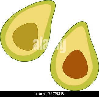 avocado fruit vector flat illustration. split avocados. avocado illustration. vector design art for food design, recipe, cook book, packages, menu, fo Stock Vector