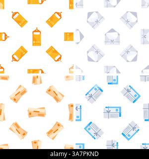 Seamless pattern with envelopes and letters representing postal service and communication Stock Vector