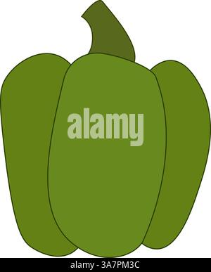 Vector illustration of green pepper on a white background. art for food design, recipe, cook book, packages, menu, food ads and decor  Eat green Stock Vector