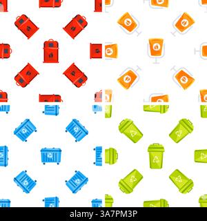 Colorful garbage bins seamless pattern promoting recycling and waste management Stock Vector