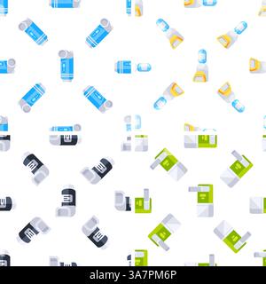 Asthma inhalers and medications creating a seamless pattern for respiratory health awareness Stock Vector