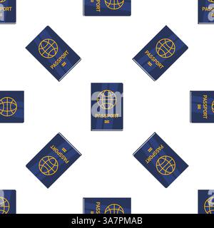 Seamless pattern with biometric passport confirming person identity for international travel Stock Vector