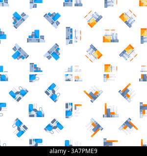 Industrial factory manufacturing plant power station building seamless pattern background Stock Vector